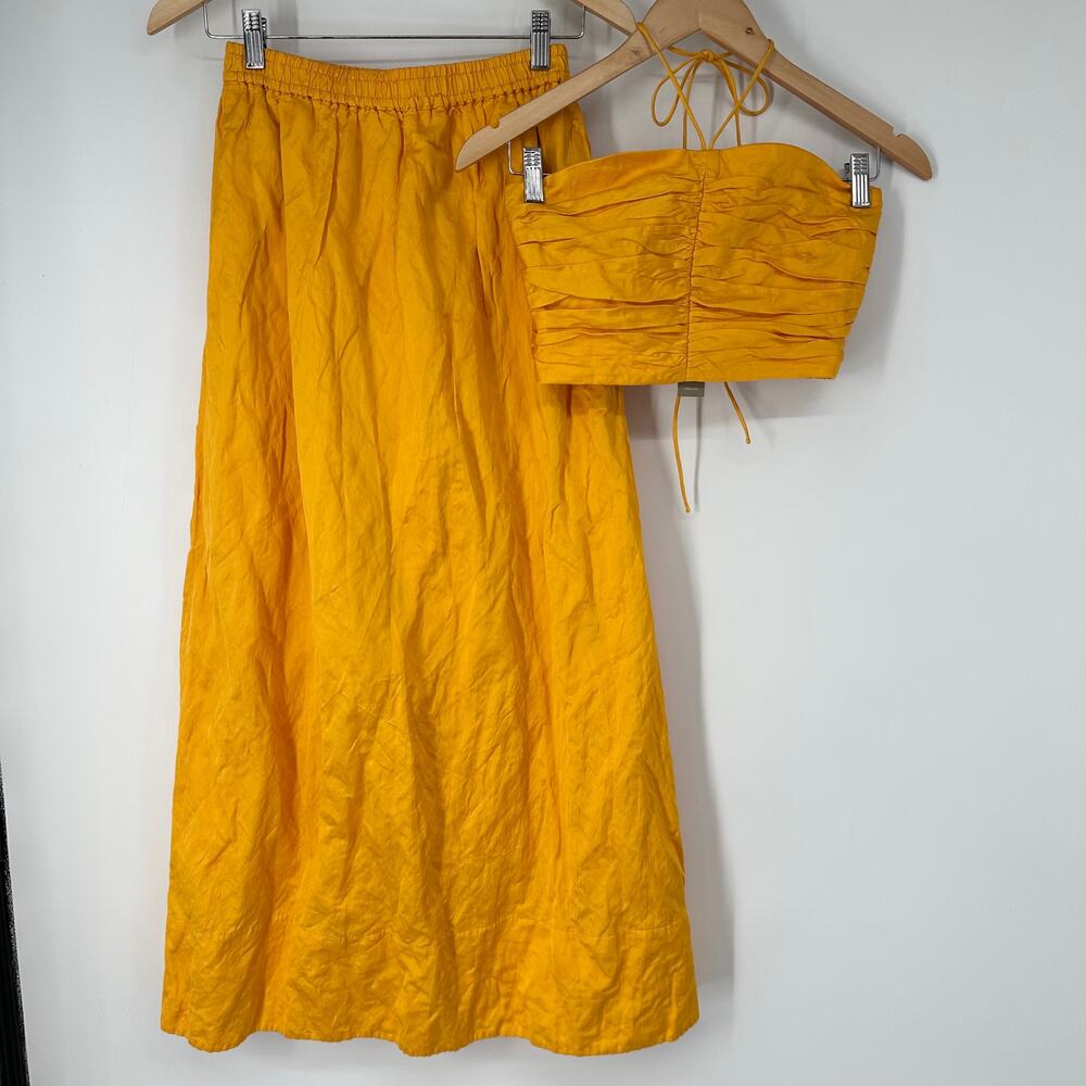 J. Crew Collection Textured Satin Skirt Set Halter Top Midi Maxi Two Piece Dress - Picture 3 of 11